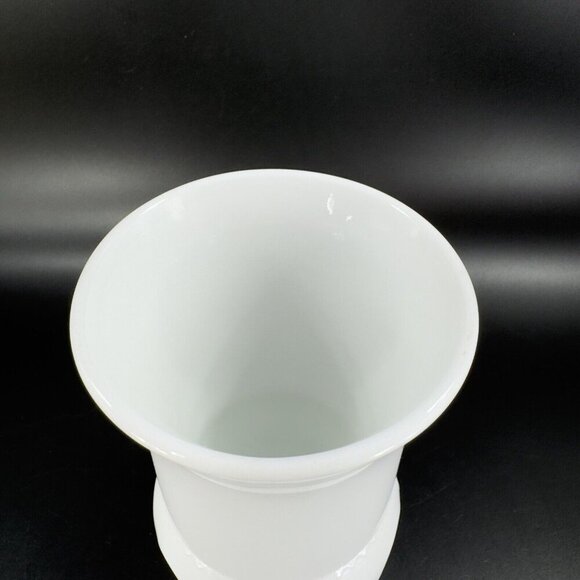 Vintage White Milk Glass Vase Vessel With Coin Dotted Pattern Bottom Glass Decor - Picture 9 of 12